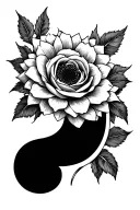 roses, sunflower, semi colon symbol morphing tattoo design idea