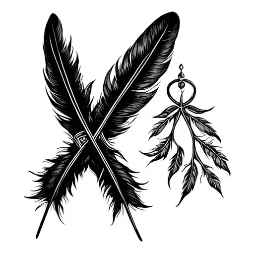 Cancer Ribbon Feather tattoo design idea