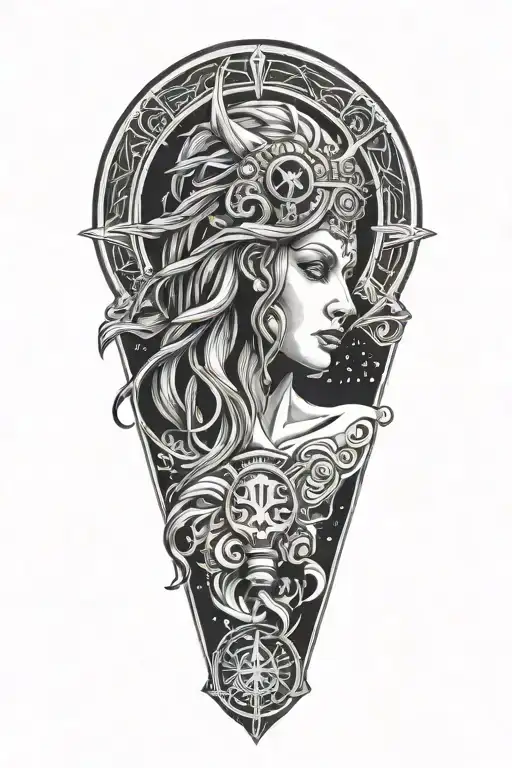 zodiac Virgo symbol incorporated tattoo design idea