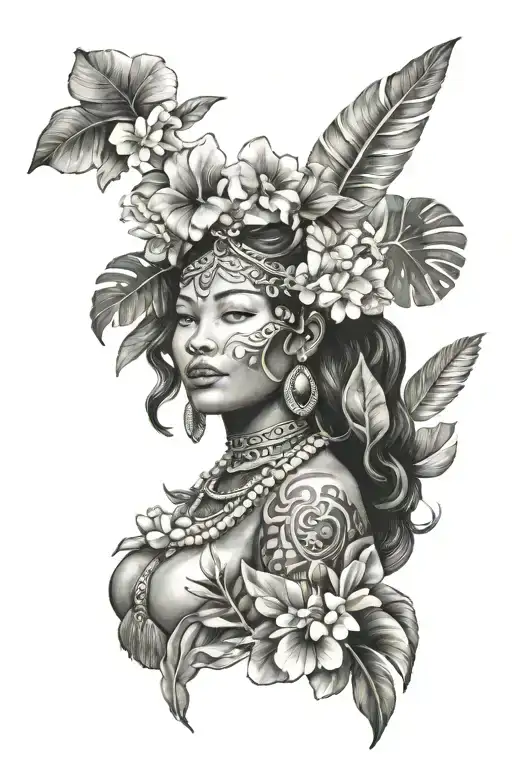 Hawaiian Goddess Hi'iaka Healer tattoo design idea