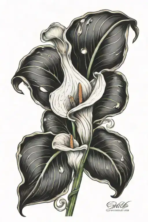 Calla Lily with roman numerals VIII.VII.MMX tattoo design idea