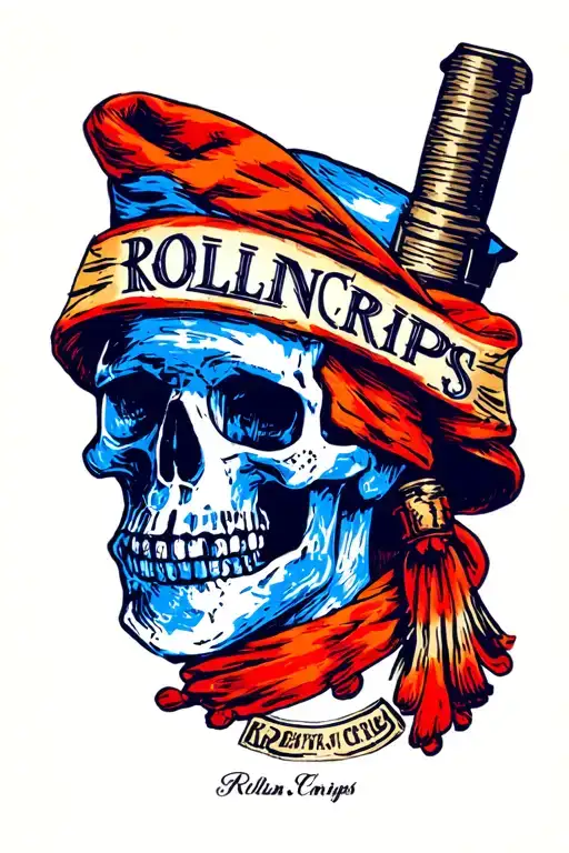 Rollin Crips Gang logo with blue color sketch tattoo design idea