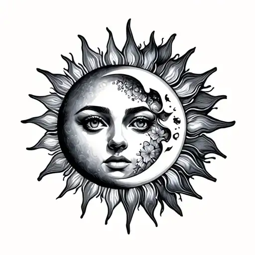 sun moon tattoo design idea