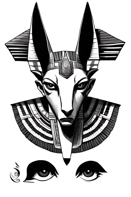 realistic anubis egiptian god only the head from the front tattoo design idea
