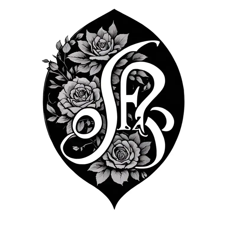 BF26 JF23 kids initials tattoo design idea