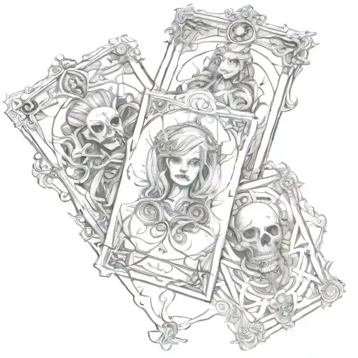 gothic tarot cards tattoo design idea