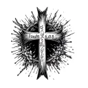 crusader's cross with, "Isaiah 6:8" tattoo design idea