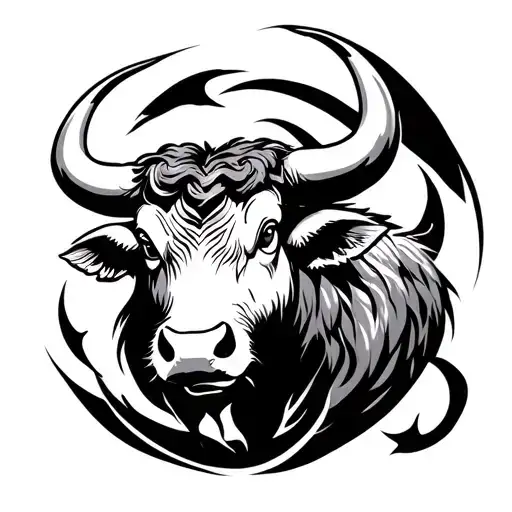 Japanese zodiac ox tattoo design idea