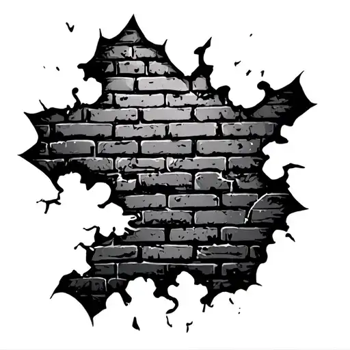 breaking brick wall tattoo design idea