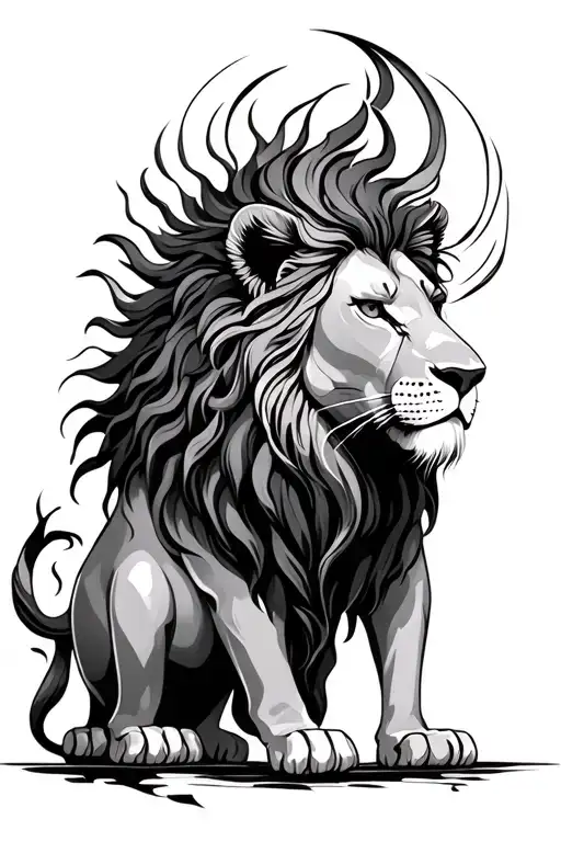 Goddess Lion tattoo design idea