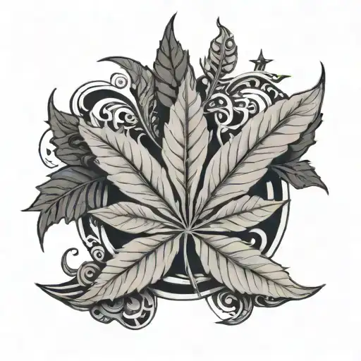 ketamin lsd mdma kokain und weed leaf intertwined tattoo design idea