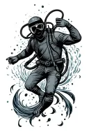Diver tattoo design idea