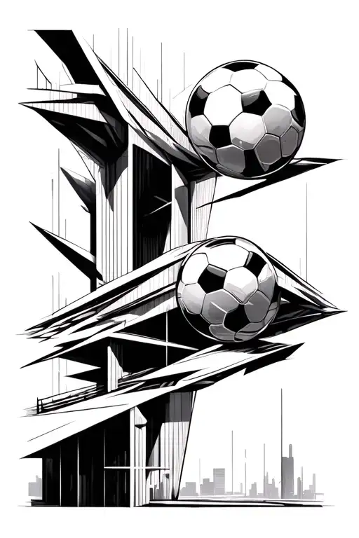 architectural structures and soccer tattoo design idea