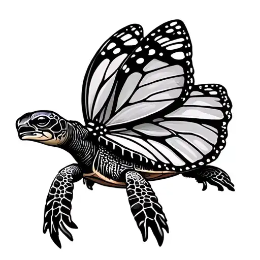 Turtle With butterfly Wings tattoo design idea