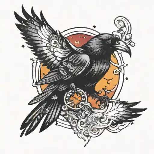Cosmic Crow tattoo design idea