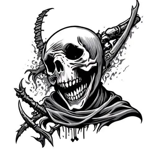 reaper and hahaha tattoo on neck tattoo design idea