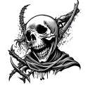 reaper and hahaha tattoo on neck tattoo design idea