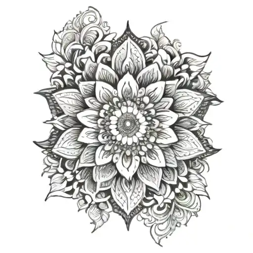 half floral half mandala tattoo design idea