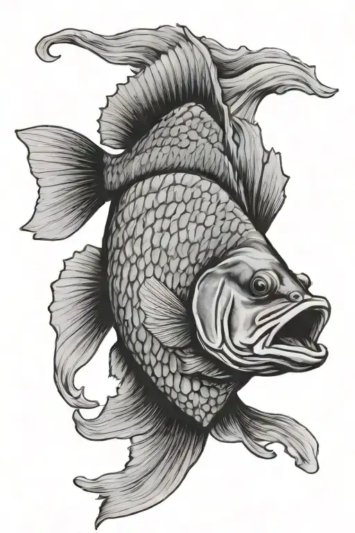 small mouth bass fish tattoo design idea