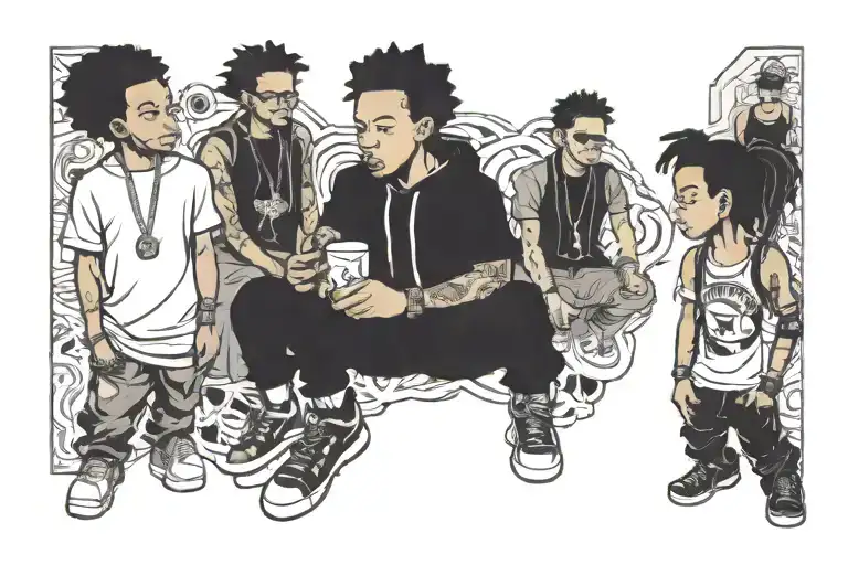 boondocks characters surrounded tattoo design idea