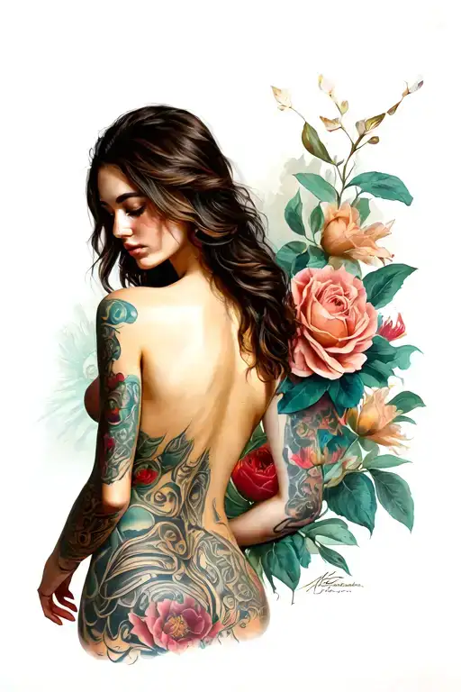 Naked women tattoo design idea