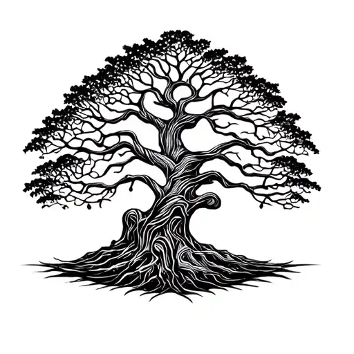 tree of life bold lines tattoo design idea