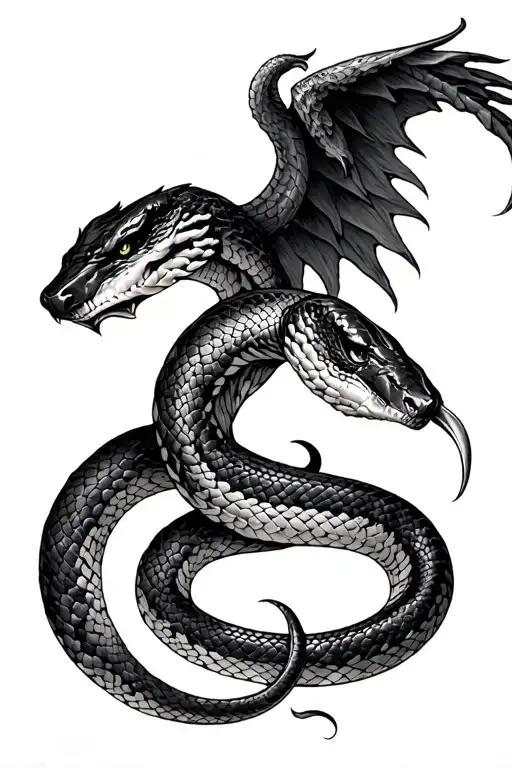 the fall of lucifer and a snake  tattoo design idea