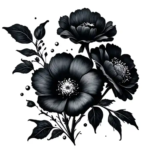 Gemini constellation tattoo with flowers on it which remains minimalist but the flowers must be working tattoo design idea