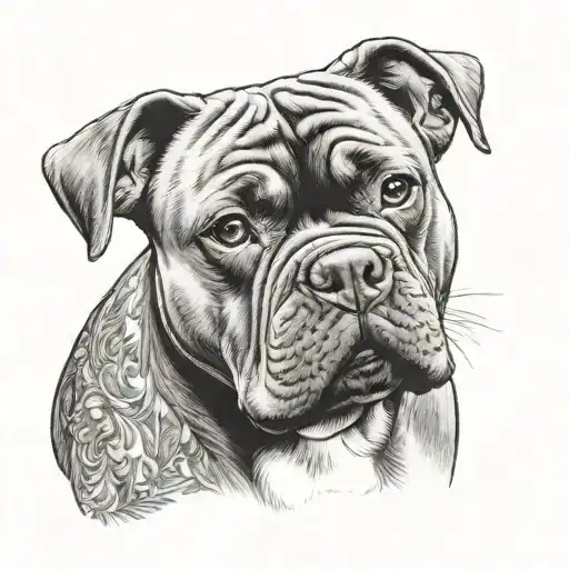 american bully dog tattoo design idea