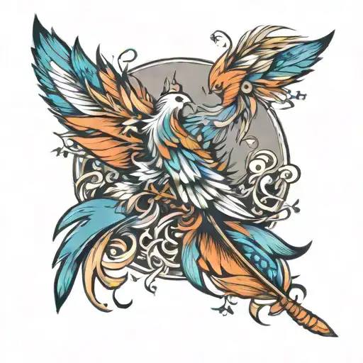 Feather + birds + autism tattoo design idea