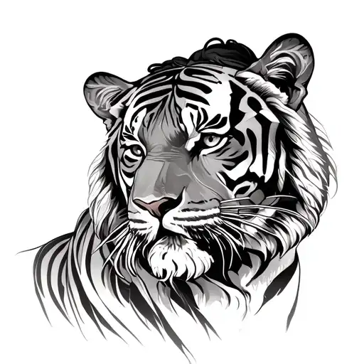 Tiger and jesus christ tattoo design idea