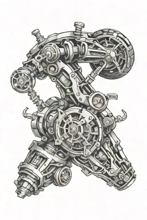 biomechanics on the elbow car mechanisms tattoo design idea