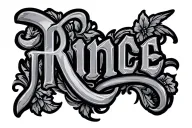 the word rince in a fancy font in back  tattoo design idea