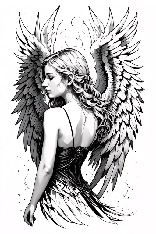 I want a cyber sigilism style angel wings to my back, i just want the wings not the whole angel tattoo design idea