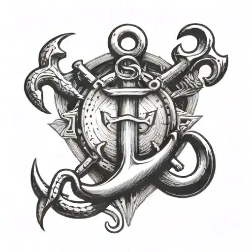 Stick figure man, anchor, 12 subtly integrated tattoo design idea