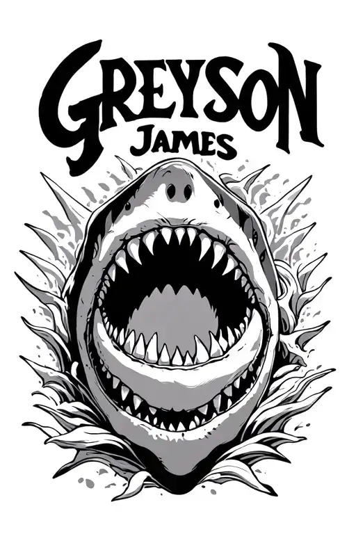 "Greyson James" "Greyson James inside shark jaws wide open tattoo design idea