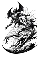 demons descending from the sky to earth tattoo design idea
