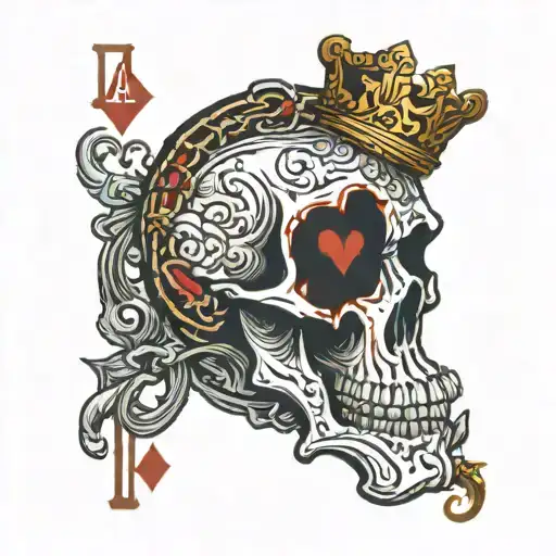 Jack of Hearts playing card, jack has a skull face tattoo design idea