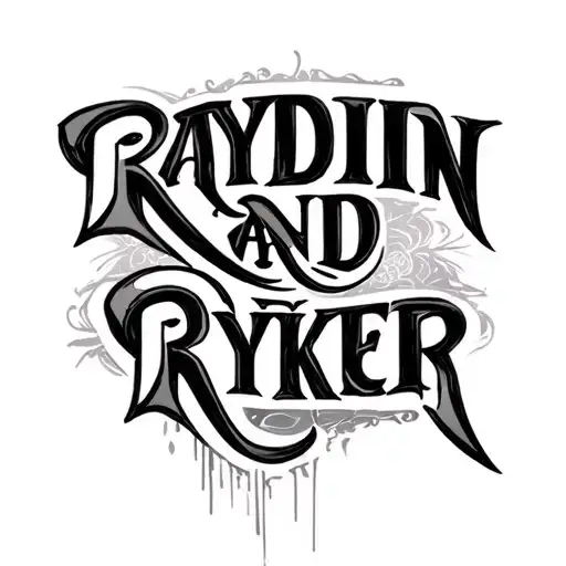 Spell out "Raydin and Ryker" in the lettering used by Sleep Token tattoo design idea