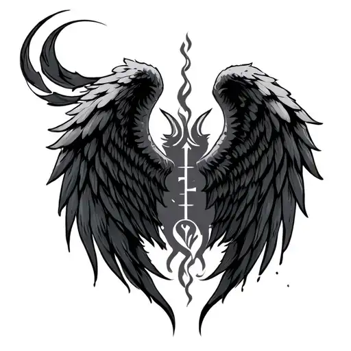 angel and devil wings, gemini zodiac sign tattoo design idea