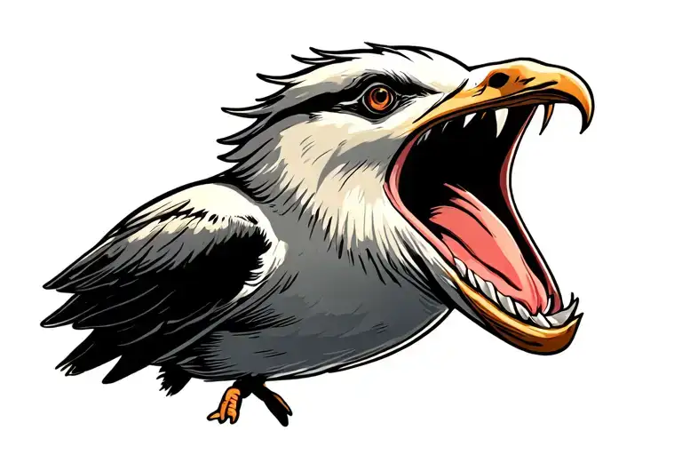 screaming seagull palm trees sunset tattoo design idea