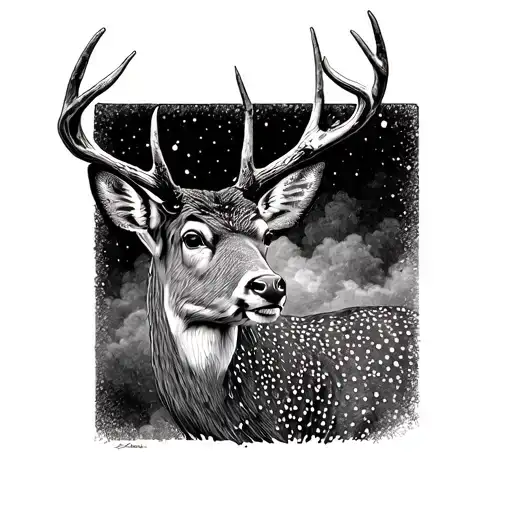 alive deer then dead one tattoo design idea