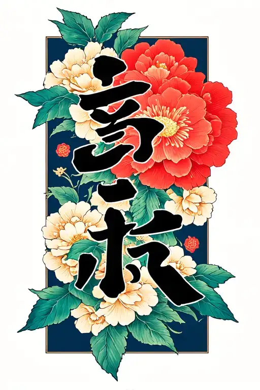 korean lettering with a blosson design tattoo design idea