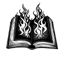 open book on flames tattoo design idea