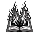 open book on flames tattoo design idea