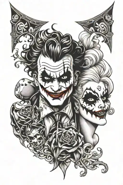 joker harley quinn tattoo design idea