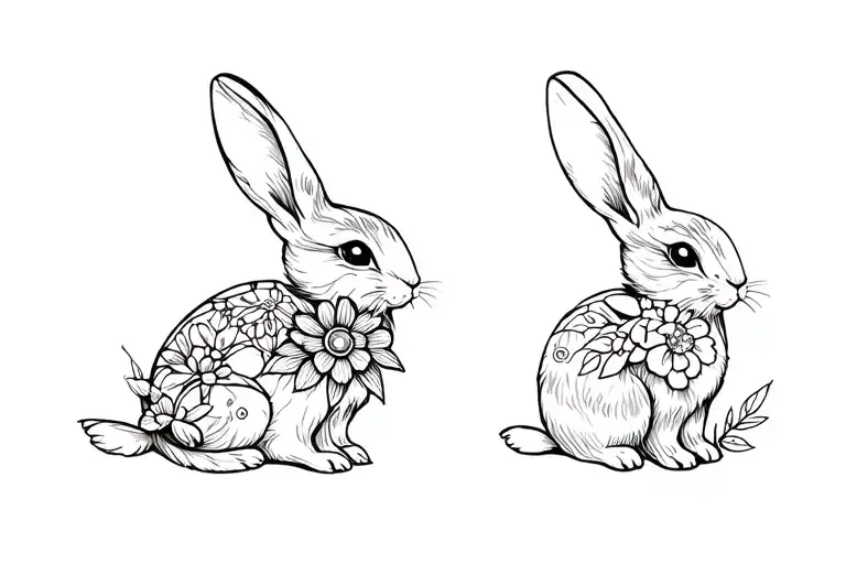 bunny, whimsical, monarch, celestial, botanical, pendant, symmetry, ornamental, florals, jewel tattoo design idea
