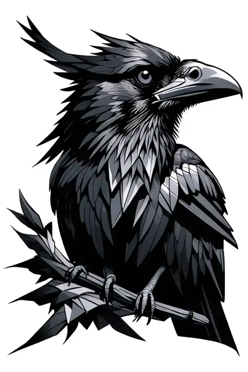 Raven looking inquisitive tattoo design idea