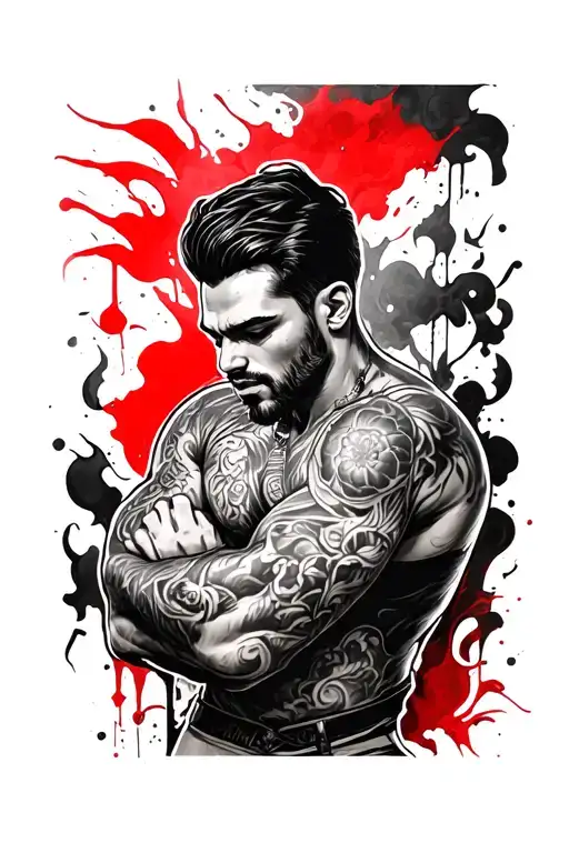 arm tatto of anything on light skin male with red ink  tattoo design idea