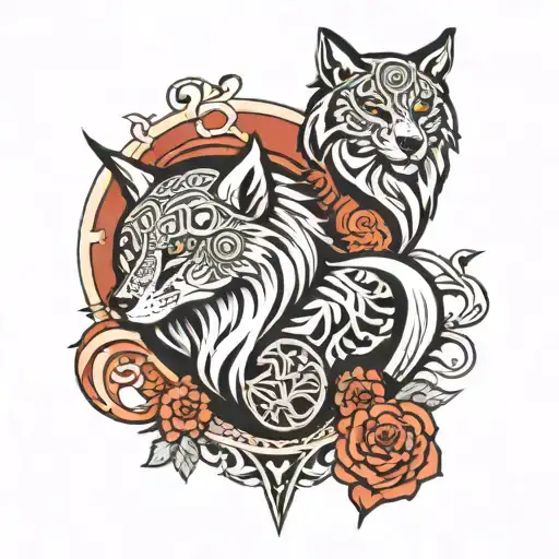 nordic skoll and hati tattoo design idea